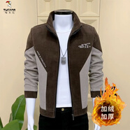 啄木鳥(niǎo)（TUCANO）2025春秋新款男士夾克韓版修身立領(lǐng)拼色感百搭休閑青年外套潮 咖色【加】 厚款 XL 【121-135斤】