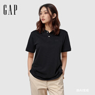 Gap男女裝2025春季新款刺繡logo短袖polo衫常規(guī)T恤上衣美版586306 黑色 S 美碼 M亞洲碼175/92A