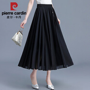皮爾卡丹（pierre cardin）中國風(fēng)雪紡半身裙女夏季中長款2025新款高腰百褶大擺垂感a字裙子 2024黑色 XH61512025 均碼 (建議90-145斤左右)
