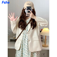 FSHE小西裝外套女小個(gè)子2025新款流行春秋高級(jí)休閑設(shè)計(jì)感小眾西服女 米白 L