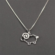 KZD925純銀色足銀色生肖小羊雞猴狗馬項鏈女日韓簡(jiǎn)約短款吊墜鎖 吉祥羊老鳳祥