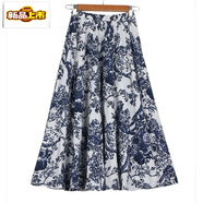 初徑2025春夏新款女裝民族風(fēng)棉麻半身裙文藝大擺長(cháng) 大樹(shù)（白色底 均碼 (裙長(cháng)90厘米