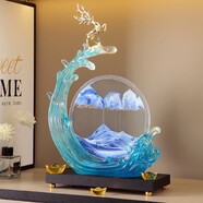 赟婭風(fēng)生水起水晶擺件輕奢高檔酒柜裝飾品擺件辦公室擺件喬遷之喜禮物 風(fēng)生水起-流沙畫【漸變藍(lán)款】