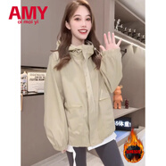 愛(ài)麥依初春裝休閑短外套女春秋款2025新款韓系小個(gè)子夾克風(fēng)衣 卡其色(夾棉) L 建議(105-120斤)