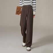 逸陽(yáng)（ESE-Y）秋新款高腰垂感通勤仿毛呢休閑直筒褲 咖色 25