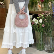 茉衣雅（MOYIYA）蕾絲蛋糕裙白色半身裙女春秋長(cháng)裙2026日系裙子森女系高腰a字傘裙 白色-全松緊腰 沒(méi)有腰帶 S