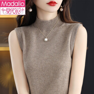 莫代爾春裝半高無(wú)袖毛衣打底針織衫韓版背心女修身氣質(zhì)百搭吊帶打底衫女 原絨駝 L
