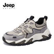 JEEP SPIRIT吉普男鞋運動鞋男網(wǎng)面老爹鞋男休閑跑步鞋子男 攀巖灰 45