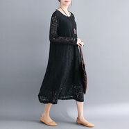何健弓大碼胖妹妹新款春夏洋氣裙中款顯瘦內(nèi)搭常規(guī)裙子 黑色 M[建議90-110斤] 均碼