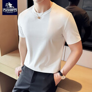 傳奇保羅短袖男純色簡(jiǎn)約棉T吸汗透氣T恤男士夏季休閑半袖體恤打底衫 香檳白 2XL