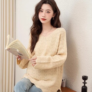 婧麒（JOYNCLEON）孕婦春秋裝2025新款長(zhǎng)袖針織衫毛衣打底衫上衣衣服春季款套裝 燕麥上衣-優(yōu)質(zhì)升級(jí)【紗線加密】 XXL