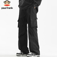 大嘴猴（paul frank）工裝褲男士夏季美式直筒褲子男寬松戶外休閑褲男褲 黑色 S