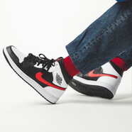 耐克（NIKE）板鞋aj1男女鞋新款中幫輕便防滑耐磨運(yùn)動(dòng)休閑籃球鞋子【尖貨】 554725/554724-075紅鉤熊貓 36