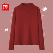 名創(chuàng)優(yōu)品（MINISO）毛衣女秋冬季內搭2025蛇年新款戰(zhàn)袍紅色本命年女裝洋氣保暖針織衫 【純色毛衣】酒紅 S 155 (體重90-110斤)