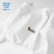 JEANSWEST LIFE真維斯白色t恤男士純棉夏季寬松休閑短袖情侶潮牌男女款半袖體恤