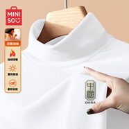 名創(chuàng  )優(yōu)品（MINISO）德絨打底衫男潮牌ins休閑百搭大碼男士長(cháng)袖t恤秋冬新款半高領(lǐng)秋衣 白色(竹韻中國胸標) 4XL (體重205-230斤左右)