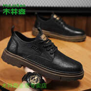 木林森2025年秋冬氣質(zhì)百搭男士系帶款工裝鞋男鞋英倫復古商務(wù)休閑皮鞋 黑色MLS901 40