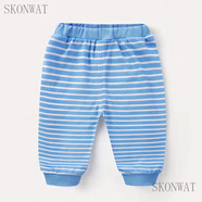 SKONWAT兒童運動褲2023秋冬韓版男童女童打底褲0-6歲兒童休閑褲子件學步 純棉單褲-藍條條 110cm