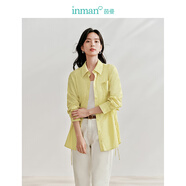茵曼（INMAN）法式碎花高級感2025夏女新款休閑中長(cháng)吊帶連衣裙子 防曬襯衫-檸檬黃 -18424160 L