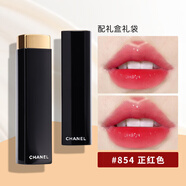 香奈兒（Chanel）魅力精粹精油唇膏滋潤黑金黑細管口紅禮盒送女友老婆七夕禮物禮盒 854 正紅色【禮盒裝】 配送禮盒禮袋