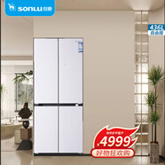 雙鹿436升十字對(duì)開(kāi)門60cm超薄平嵌四開(kāi)門冰箱一級(jí)變頻風(fēng)冷無(wú)霜底部散熱離子凈味養(yǎng)鮮大容量家用電冰箱 BCD-436WQFGVEL(雪韻白)
