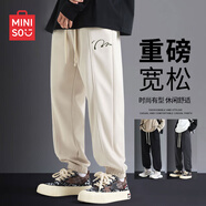 名創(chuàng)優(yōu)品（MINISO）新款衛(wèi)褲男款秋季潮牌寬松重磅束腳褲青少年戶外籃球運動時尚褲子 杏色(南風知意褲標) M 170(體重100-120斤左右)