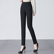 皮爾卡丹小腳打底褲女外穿春秋松緊腰中年媽媽褲大碼高彈力顯瘦鉛筆褲子 黑色 L