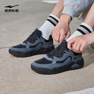 鴻星爾克（ERKE）運動(dòng)鞋男新款網(wǎng)面透氣防滑耐磨滑板鞋低幫百搭復古青年休閑跑步鞋 正黑/碳灰 42
