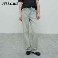 Jessy line2025春季專(zhuān)柜款 杰茜萊百搭直筒牛仔長(cháng)褲女 513210297 牛仔蘭 L