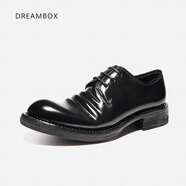 dreambox鈞博vibram馬臀皮德比鞋純手工固特異男士商務(wù)正裝皮鞋 黑色 38