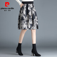 皮爾卡丹（pierre cardin）燈籠裙半身裙女春秋季短裙冬2025新款高腰花苞裙顯瘦百褶裙傘裙子 黑底花色 YQM2089 3XL
