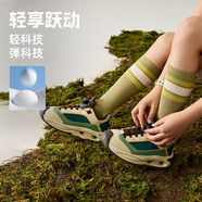 探路者（TOREAD）專(zhuān)款 兒童運動(dòng)鞋男女中大童鞋秋冬季款減震紐扣跑鞋 米色綠色 34