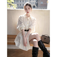 CEENIU超好看白色連衣裙女款2025春季新款小個子設(shè)計感小眾收腰襯衫裙子 白色襯衫連衣裙 【收藏加購優(yōu)先 L 【適合100-115斤以內(nèi)】