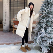 KESIMIAO輕奢品牌女裝白鴨絨短款羽絨服女冬季新款寬松顯瘦加厚淑女外套 23058中長(cháng)款乳白色【新國標90白鴨絨】 M (105斤-120斤)