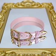 詩(shī)筠chocker項圈男配飾女刻字定制皮革頸帶鈴鐺骨頭掛件朋克風(fēng)項鏈 糖果粉蛇紋項圈+牽引