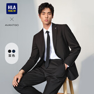 海瀾之家（HLA）西服套裝男春秋新輕商務(wù)經(jīng)典系列西裝套裝 黑色02【西服+西褲】 M 170/88A推薦114~124斤