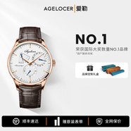 愛(ài)勒  AGELOCER多功能新款商務(wù)名表自動(dòng)機(jī)械手表男士原創(chuàng)品牌十大腕表艾戈勒男表 金白-皮帶-4101D2 40mm 布達(dá)佩斯系列