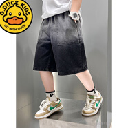G.DUCKKIDS童裝男童牛仔短褲2024夏裝新款寬松薄款中大童男孩夏款運(yùn)動褲子潮 黑色 漸變牛仔短褲 130 cm適合7-8歲小朋友
