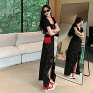 尤柯鳥 YOEKBIRD黑色碎花不規(guī)則開叉半身裙子女夏季2025新款小眾設(shè)計(jì)高腰包臀長裙 半身裙【春季穿搭/連身裙/miu里m S 40/45kg 【現(xiàn)貨速發(fā) 贈運(yùn)費(fèi)險(xiǎn)