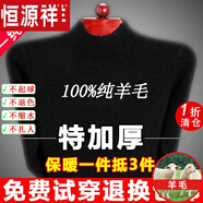 恒源祥純羊毛絨衫純羊毛毛衫毛衣男冬季加厚純半高領(lǐng)中年爸爸針織打底衫 黑色 半高 領(lǐng)純全100 3XL 190碼(適合200-220斤)純全100