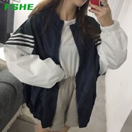 FSHE春秋薄外套女潮ins夏季衣新款韓版寬松BF學生百搭原宿棒球服 017藍色 3XL 170-200斤