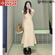 SNYDER WEAR感純欲掐腰連衣裙女2025夏季新款法式小眾魚(yú)尾包臀長(cháng)裙后媽裙 米黃色 S 建議60-80斤