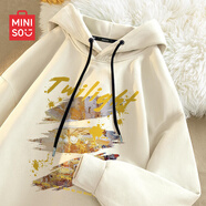 名創(chuàng)優(yōu)品（MINISO） 連帽衛(wèi)衣男秋冬潮牌美式高街大碼連帽衫時(shí)尚百搭寬松衣服外套男 淺米(大日暮晚巷) XL 180(體重140-160斤左右)