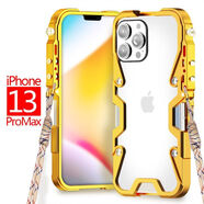 葉余適用于適用iPhone16手機套15蘋果13防摔12prom金屬保護套雷神14硬殼男11的 機械臂蘋果13promax金色