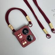 森夜適用華為pocket2手機(jī)殼p50pocket折疊屏s寶盒秋冬斜挎女款鏈條腕帶中軸全包防摔超薄麂皮保護(hù)套 【酒紅中軸麂皮殼】卡通蝴蝶女孩*斜挎手提款 華為 Pocket 2