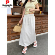 皮爾卡丹（pierre cardin）小個(gè)子新款灰色衛(wèi)裙高腰直筒長(zhǎng)裙休閑半身裙女春夏季長(zhǎng)款運(yùn)動(dòng)裙子 淺灰 M