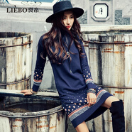 裂帛2025秋冬新款毛織連衣裙51EO0324 藍色 M