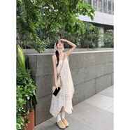 凌卡戚海邊度假風(fēng)假兩件吊帶連衣裙女夏氣質(zhì)超仙印花流蘇不規(guī)則沙灘長(zhǎng)裙 主圖款