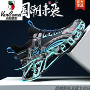 西域駱駝男鞋椰子黑色透氣跑鞋超輕減震跑步網(wǎng)鞋休閑春季刀鋒運(yùn)動(dòng)潮鞋 黑藍(lán)【國潮款】-駱駝官方品牌官 41