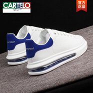 卡帝樂鱷魚（CARTELO）氣墊內增高小白鞋男鞋透氣韓版百搭運動休閑鞋男士學生板鞋白鞋子 白寶藍 2883 35